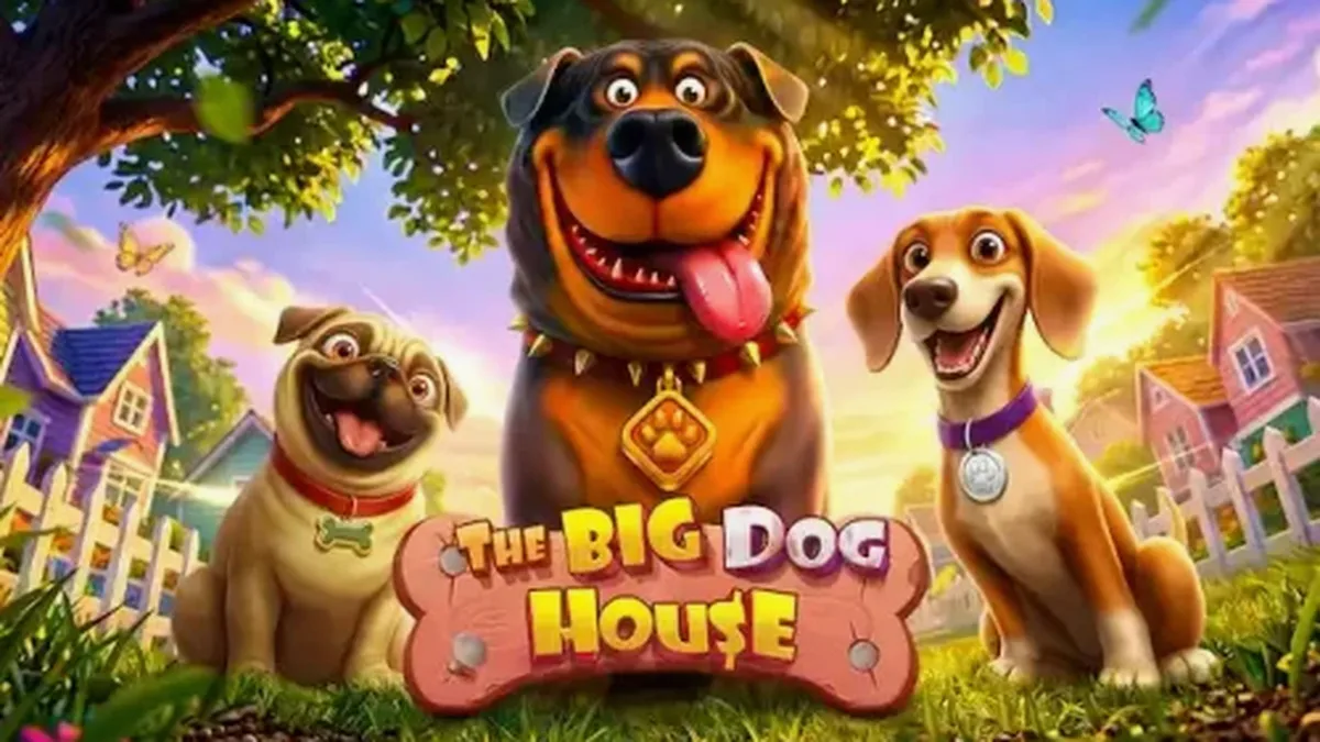Interface do slot The Big Dog House rodando em um smartphone moderno