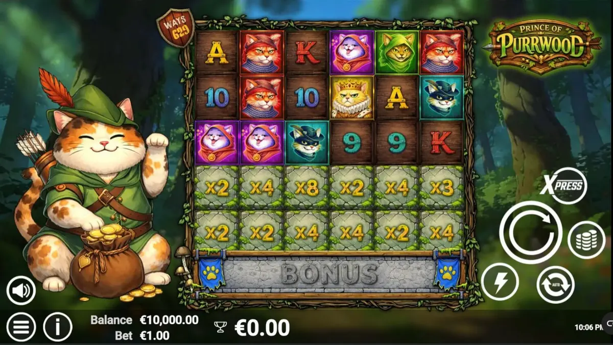 Prince of Purrwood slot com tema medieval felino